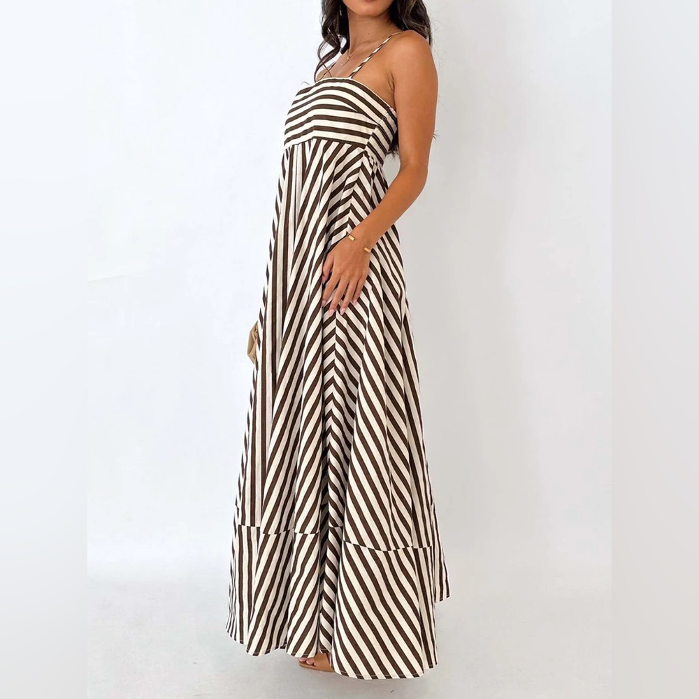 Commense Striped Pleated Cami Long Dress - Picture 5 of 13